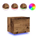 Armoire de nuit vidaXL avec LED montée au mur en vieux bois 50x39x41 cm