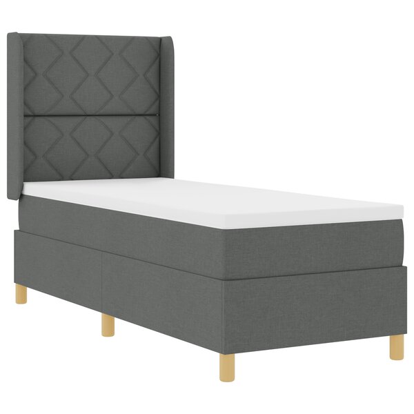 Lit à ressorts vidaXL avec matelas gris foncé 80x200 cm en tissu