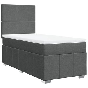 vidaXL Sommier à lattes de lit avec matelas Gris foncé 90x200 cm Tissu