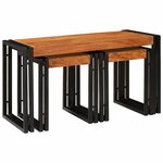 vidaXL Tables d'appoint 3 Pièces Marron et noir Bois d'acacia massif
