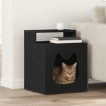 vidaXL Maison pour chat Noir 42 5 x 40 x 53 5 cm Bois d'ingénierie