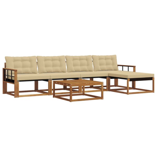 vidaXL Ensemble de canapés d'extérieur 6 Pièces Naturel et Beige