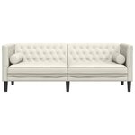 vidaXL Canapé Chesterfield avec traversins 3 places crème velours
