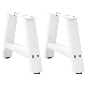vidaXL Pieds de table basse en forme de A 2 pièces Blanc 30 x (30-31) cm Acier