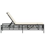 vidaXL Chaise longue avec coussin noir résine tressée