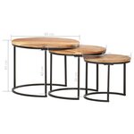 vidaXL Tables gigognes 3 Pièces Bois d'acacia massif