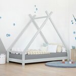 Lit tipi enfant TAHUKA 140 x 200 gris clair