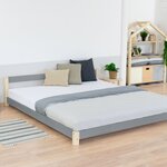 Lit double scandinave COMFY 160 x 200 gris et naturel
