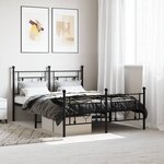 vidaXL Cadre de lit métal avec tête de lit/pied de lit noir 140x190 cm