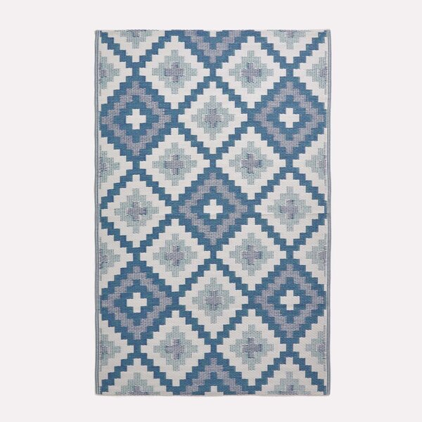 Tapis extérieur terrasse réversible - Tapis de jardin imperméable et résistant UV - Mia - Bleu - 150x240 cm - HOMESCAPES