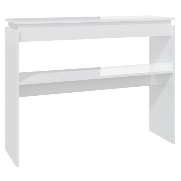vidaXL Table console blanc brillant 102x30x80 cm bois d'ingénierie