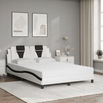 vidaXL Lit Viana avec matelas blanc et noir 120x200 cm similicuir