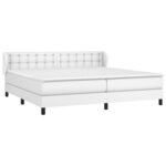 vidaXL Sommier à lattes de lit avec matelas Blanc 200x200cm Similicuir