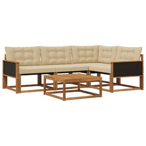 vidaXL Ensemble de canapés d'extérieur 5 Pièces Naturel et Beige