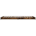 vidaXL Cadre de lit chêne fumé 90x200 cm bois d'ingénierie et métal