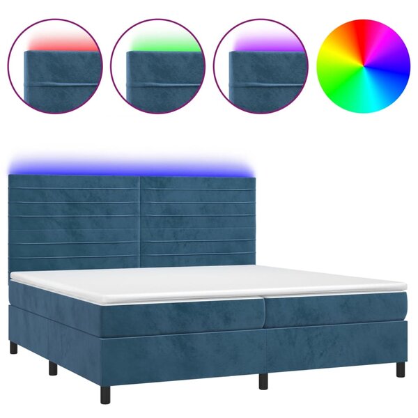 vidaXL Sommier à lattes de lit avec matelas LED Bleu foncé 200x200 cm