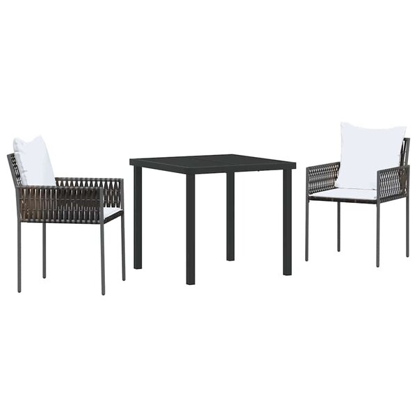 vidaXL Ensemble de salle à manger pour jardin 3 Pièces Marron Poly rotin