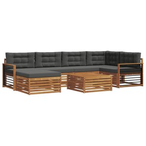 vidaXL Ensemble de canapés d'extérieur 7 Pièces Naturel et Anthracite