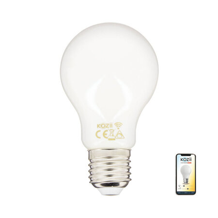Ampoule led connectée kozii  éclairage multi-blancs  filament  e27 a60 opaque 7w cons.