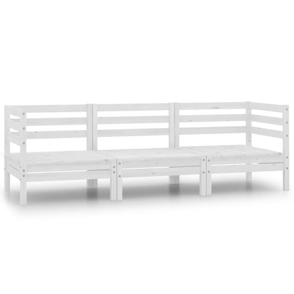 vidaXL Salon de jardin 3 Pièces Bois de pin massif Blanc
