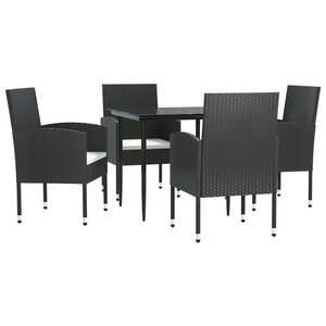 vidaXL Ensemble à manger de jardin 5 Pièces noir résine tressée et acier