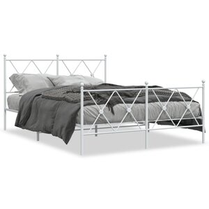 vidaXL Cadre de lit métal sans matelas et pied de lit blanc 140x200 cm