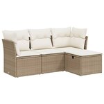 vidaXL Salon de jardin avec coussins 4 Pièces beige résine tressée