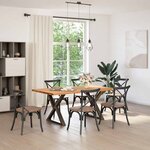 vidaXL Table à manger avec bord vivant 180x100x74 cm bois massif chêne