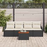 vidaXL Ensemble de canapé de jardin avec coussin 5 Pièces Noir et Crème
