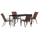 vidaXL Set de jardin 5 pièces marron en textilène et acier