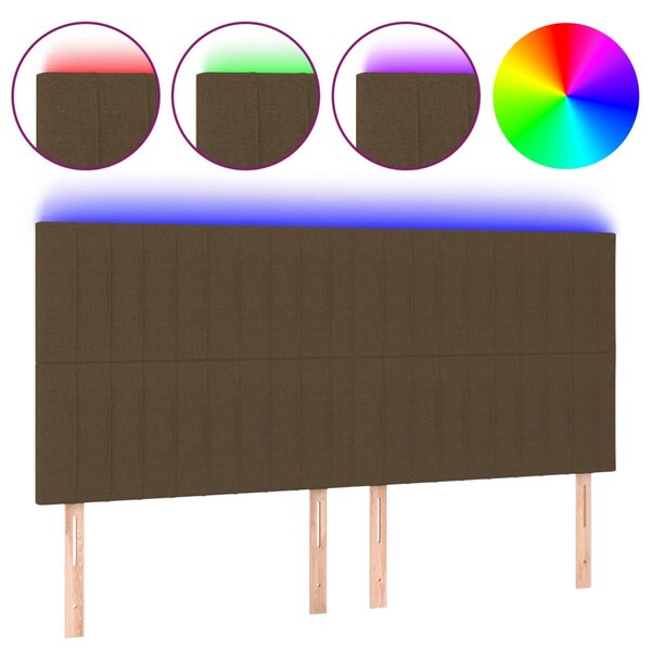 vidaXL Tête de lit à LED Marron foncé 160x5x118/128 cm Tissu