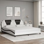 vidaXL Cadre de lit avec LED sans matelas blanc et noir 180x200 cm
