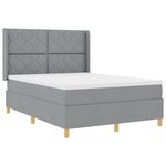 vidaXL Lit à Ressorts avec matelas Gris clair 140 x 190 cm tissu