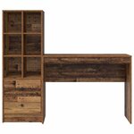 vidaXL Bureau avec tiroir avec étagère avec stockage 2 Pièces Bois ancien