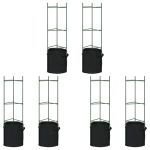 vidaXL Cages à tomates avec sacs à plantes 6 Pièces 116 cm acier et PP