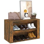 vidaXL Étagère à chaussures Chêne fumé 75x35x45 cm Bois d'ingénierie