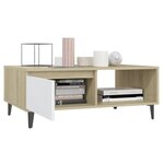 vidaXL Table basse blanc et chêne sonoma 90x60x35 cm bois d'ingénierie