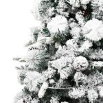 vidaXL Sapin de Noël pré-éclairé avec neige floquée/cônes 195cm PVC/PE