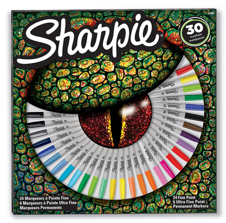 Sharpie - 30 marqueurs permanents - couleurs assorties - pointe fine x 24 et pointe ultra-fine x 4