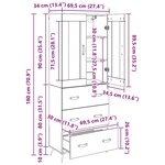 vidaXL Buffet avec étagère 2 Pièces Chêne artisanal Bois d'ingénierie