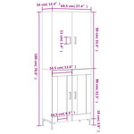 vidaXL Buffet haut Gris béton 69 5x34x180 cm Bois d'ingénierie