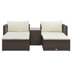 vidaXL Salon de jardin 5 Pièces avec coussins Résine tressée Marron