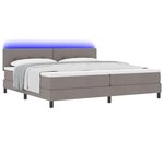 vidaXL Lit à ressorts avec matelas avec LED Taupe 200 x 200 cm tissu
