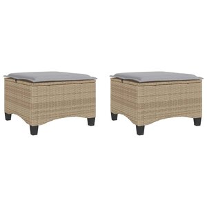 vidaXL Tabourets jardin coussins 2 Pièces beige 55x55x36cm résine tressée