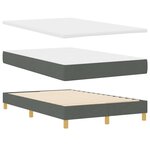 vidaXL Lit à ressorts avec matelas Gris foncé 120 x 200 cm tissu