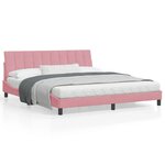 vidaXL Cadre de lit avec tête de lit Rose 180x200 cm Velours