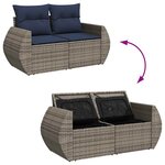 vidaXL Salon de jardin 6 Pièces avec coussins gris résine tressée