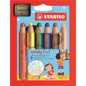 Etui de 6 Crayons woody 3 en 1 Extra large avec taille-crayon STABILO