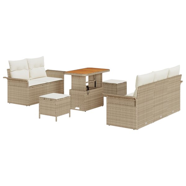 vidaXL Ensemble de Canapés de Jardin 8 pièces avec Coussins Beiges en Poly Rattan