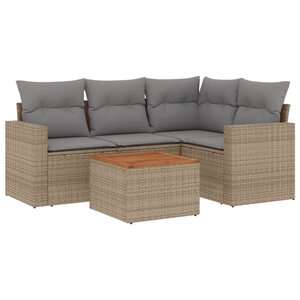 vidaXL Salon de jardin avec coussins 5Pièces mélange beige résine tressée